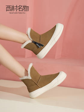 西村名物秋冬雪地靴2022年新款百搭加绒棉鞋女靴短靴棉靴45141