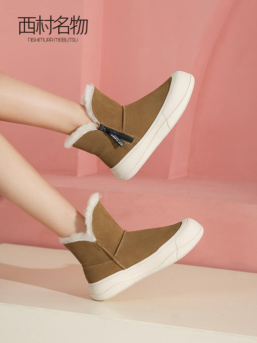 西村名物秋冬雪地靴2022年新款百搭加绒棉鞋女靴短靴棉靴45141 商品图0