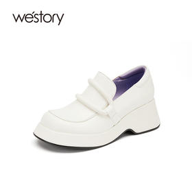 westory2021秋季新款单鞋厚底白色百搭时尚乐福鞋W21CM71681