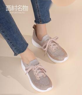 西村名物2022春季新款系带休闲鞋厚底舒适圆头平底鞋女单鞋T22AM10391