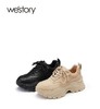 westory2022年秋冬新款厚底百搭圆头系带真皮休闲运动鞋女72931 商品缩略图0