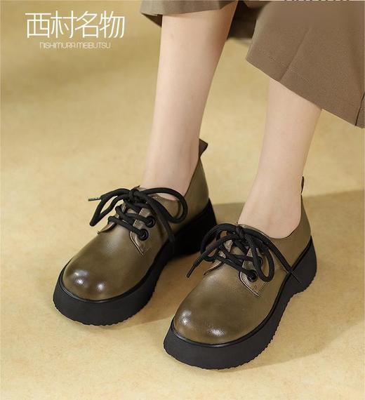 西村名物2022秋季新款英伦风小皮鞋厚底JK制服学院风单鞋女37171 商品图0