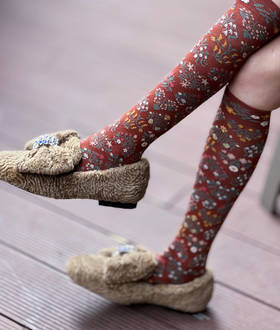 westory22年新款钻扣蝴蝶结毛毛鞋女外穿豆豆鞋72921