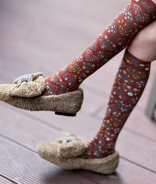 westory22年新款钻扣蝴蝶结毛毛鞋女外穿豆豆鞋72921 商品图0