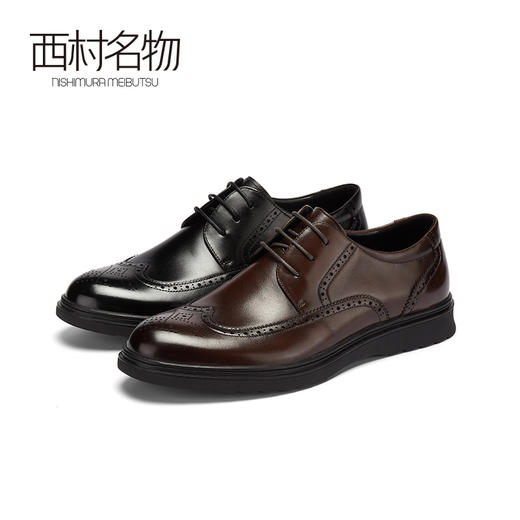 西村名物2020秋季新款男士皮鞋平跟时尚花卉钉孔布洛克鞋X10CV31511 商品图0