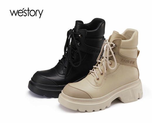 westory22秋冬新款潮酷工装靴马丁靴街头女户外皮靴82211 商品图0