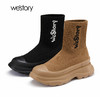 westory2022年秋冬新款英伦风厚底增高小个子百搭袜靴短靴女82461 商品缩略图0