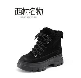 西村名物2021冬季新款短靴短筒百搭加绒冬款X21DS45351