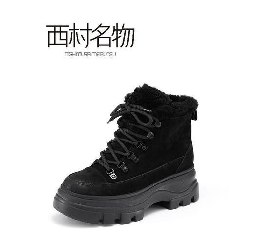 西村名物2021冬季新款短靴短筒百搭加绒冬款X21DS45351 商品图0