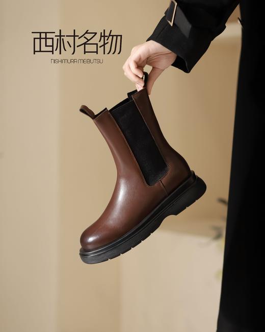 西村名物2021秋冬季新款切尔西靴净版潮流厚底百搭平底短靴X21DS43701 商品图0