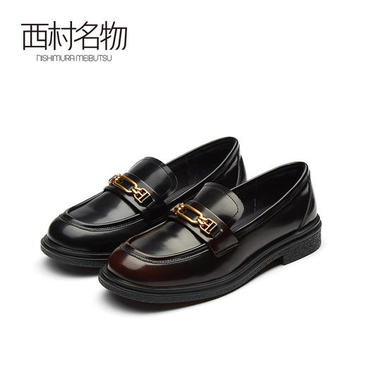 西村名物2021春季新款黑色小皮鞋JK鞋日系中跟乐福鞋制服鞋X21AM11301 商品图0