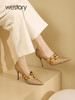 westory2021秋季新品气质铆钉鱼鳞尖头细跟高跟鞋W21CE71481 商品缩略图0