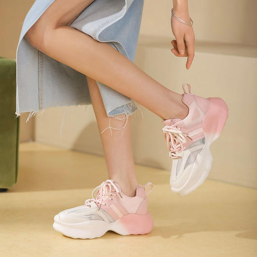 西村名物2022年夏新款活力网面老爹鞋渐变色休闲鞋女10981 商品图0