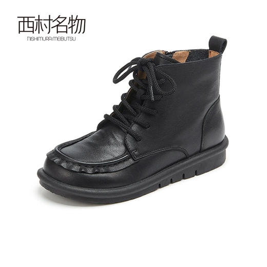 西村名物2022新款休闲小皮鞋单靴舒适潮流休闲百搭马丁靴女45271 商品图0