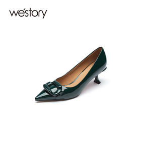 westory2021秋季新品百搭通勤高跟鞋中跟尖头时尚女鞋W21CE71611