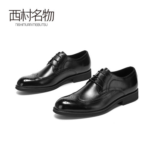 西村名物2020秋季新款男士皮鞋低跟牛皮革休闲商务布洛克鞋X10CV31521 商品图0