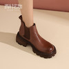 西村名物女英伦风2022秋冬新款真皮厚底增高短靴切尔西靴潮44081 商品缩略图0