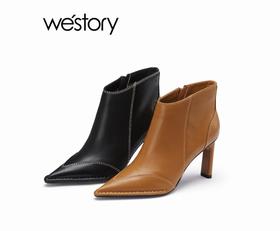 westory22年冬季新款尖头百搭短靴22年新款82001