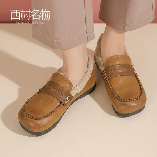 西村名物真皮软底妈妈棉鞋女秋冬季加绒保暖皮鞋防滑毛毛鞋37811 商品图0