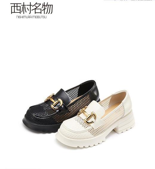 西村名物2022夏季款时尚方根乐福鞋网状金属扣休闲百搭女鞋19811 商品图0