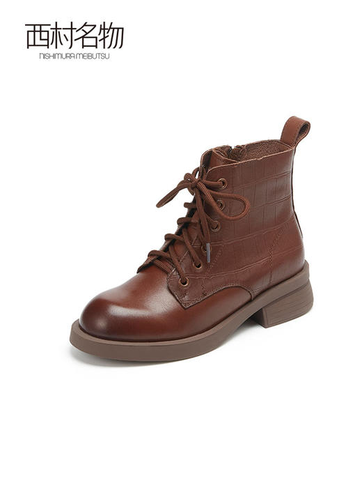 西村名物2022新款冬季百搭短筒网红短靴女英伦风ins马丁靴女44331 商品图0