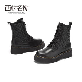 西村名物2020秋冬新款短靴女厚底朋克风系带潮流暗黑马丁靴X20DS40471