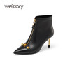 westory2021秋季新款潮流女靴拉链装饰短筒时装靴W21DS80821 商品缩略图0