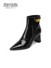 西村名物2021冬季新款女鞋漆皮短靴女高跟细跟真皮女及踝靴T21DS44971 商品缩略图0