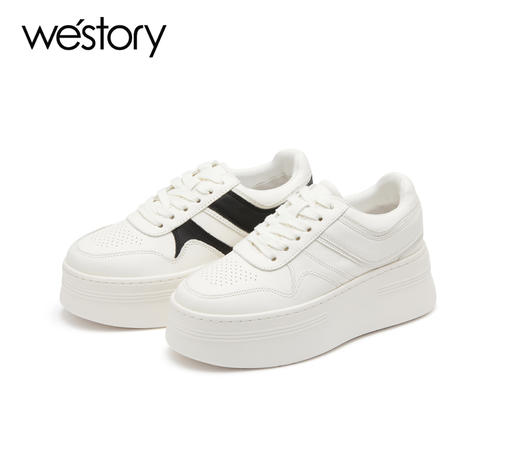 westory厚底增高复古小白鞋ins潮22年秋季新款透气休闲鞋女72471 商品图0