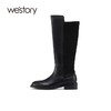 westory2021秋季新款长靴拼接朋克风黑色时装靴W21DQ81151 商品缩略图0