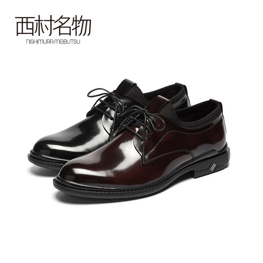 西村名物2020秋季新款男士皮鞋圆头系带休闲商务通勤鞋X10CV31501 商品图0