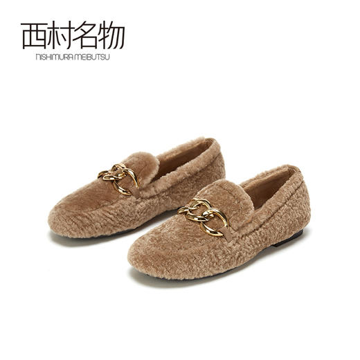 西村名物2020秋季新款净版钻扣豆豆鞋柔软羊毛净版鞋面女鞋X20CM32391 商品图0