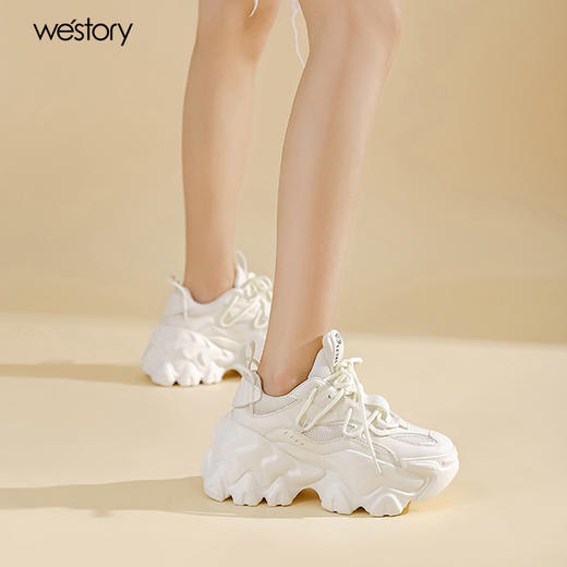 westory女鞋2022年春夏新款网面超清厚软底增高老爹鞋女W22CM72251 商品图0