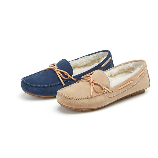 西村名物22年秋冬新款简约可爱毛毛鞋一脚蹬加绒保暖乐福鞋女37801 商品图0