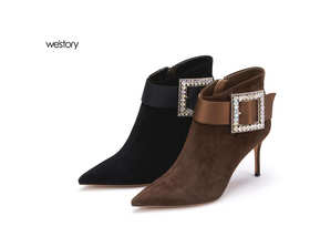 westory22年秋冬新款宴会细跟尖头高跟短靴81901