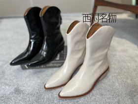 西村名物2021新款增高白色高跟长靴尖头骑士靴女靴X21DS45301