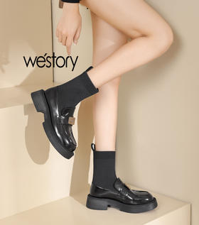 westory22年秋冬新款弹力短靴瘦瘦连袜乐福鞋82291