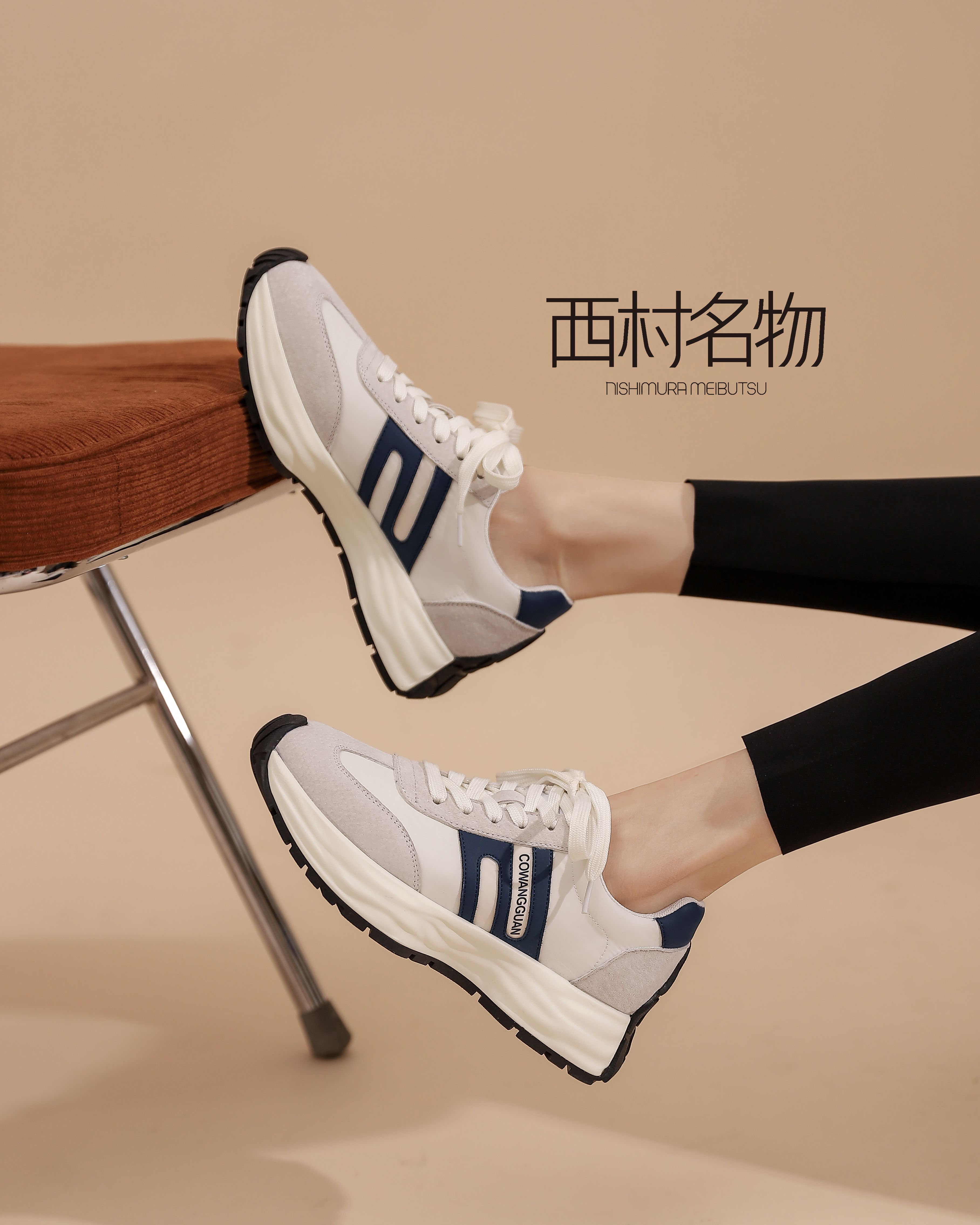 西村名物2022春季新款百搭软底轻便阿甘小白休闲跑步鞋女T22AM19721