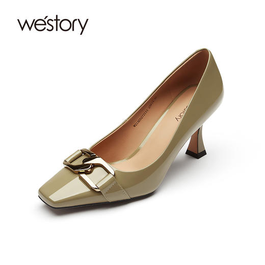 westory高跟鞋女2021年新款细跟春季金属扣 单鞋百搭款W21AE52721 商品图0