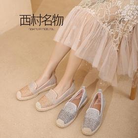西村名物2022春季新款休闲平底豆豆鞋浅口舒适软皮单鞋T22AM19321