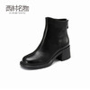 西村名物2022冬季新款牛皮酷飒短靴粗跟英伦风ins厚底机车靴44161 商品缩略图0