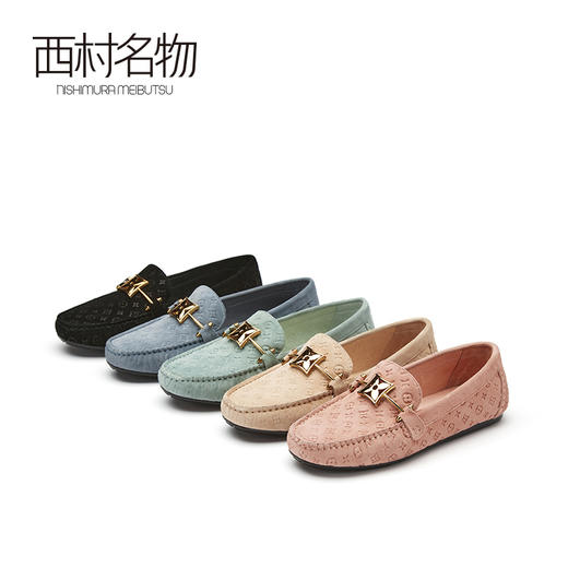 西村名物2021春季新款平底豆豆鞋字母LOGO百搭透气休闲鞋女 X21AM12201 商品图0