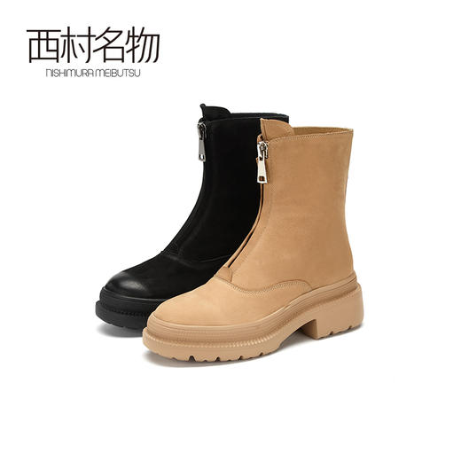 西村名物2020冬季新款牛皮女靴成型底圆头朋克风厚底鬼帝靴X20DS41691 商品图0