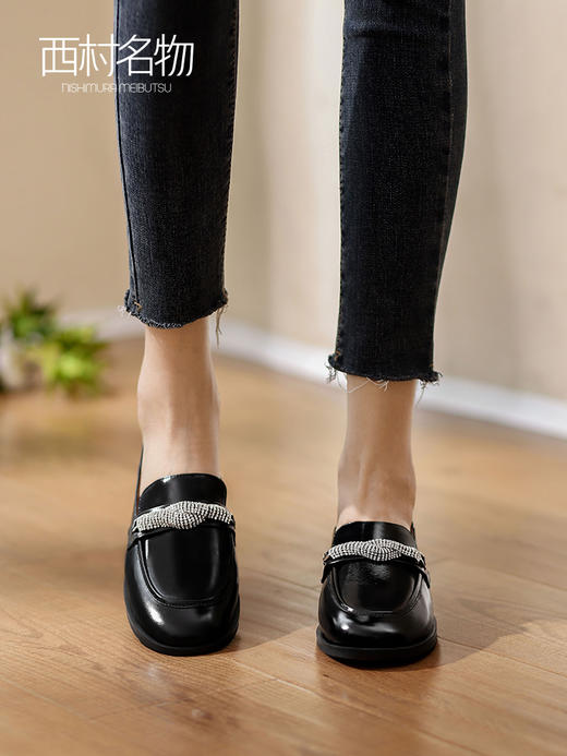 西村名物2022年春季新款女时尚休闲鞋潮流豆豆鞋舒适乐福鞋X22AM17061 商品图0