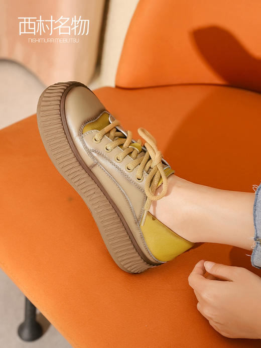 西村名物增高饼干鞋女夏季2022新款休闲板鞋复古拼色女鞋10671 商品图0