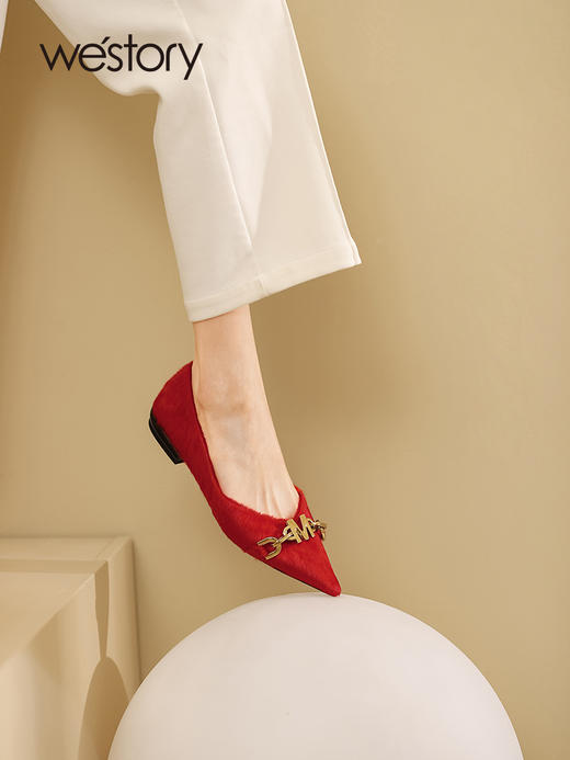westory2021秋季新品气质金属饰品尖头浅口女单鞋W21CE71441 商品图0