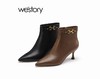 westory秋冬新款尖头时尚短靴宴会细跟81991 商品缩略图0