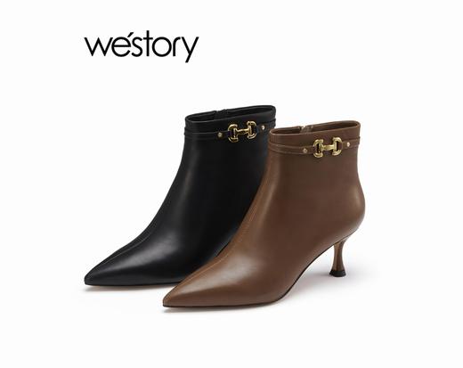 westory秋冬新款尖头时尚短靴宴会细跟81991 商品图0