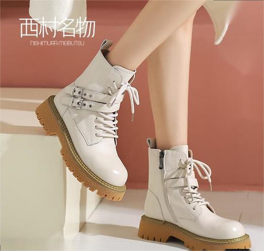 西村名物厚底马丁靴ins英伦风2022年新款早秋女靴机车短靴43951 商品图0