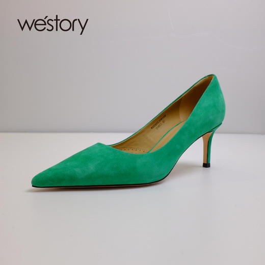 westory通勤高跟鞋磨砂小众设计感单鞋细跟尖头职场ol女鞋纯色W22AE53991 商品图0